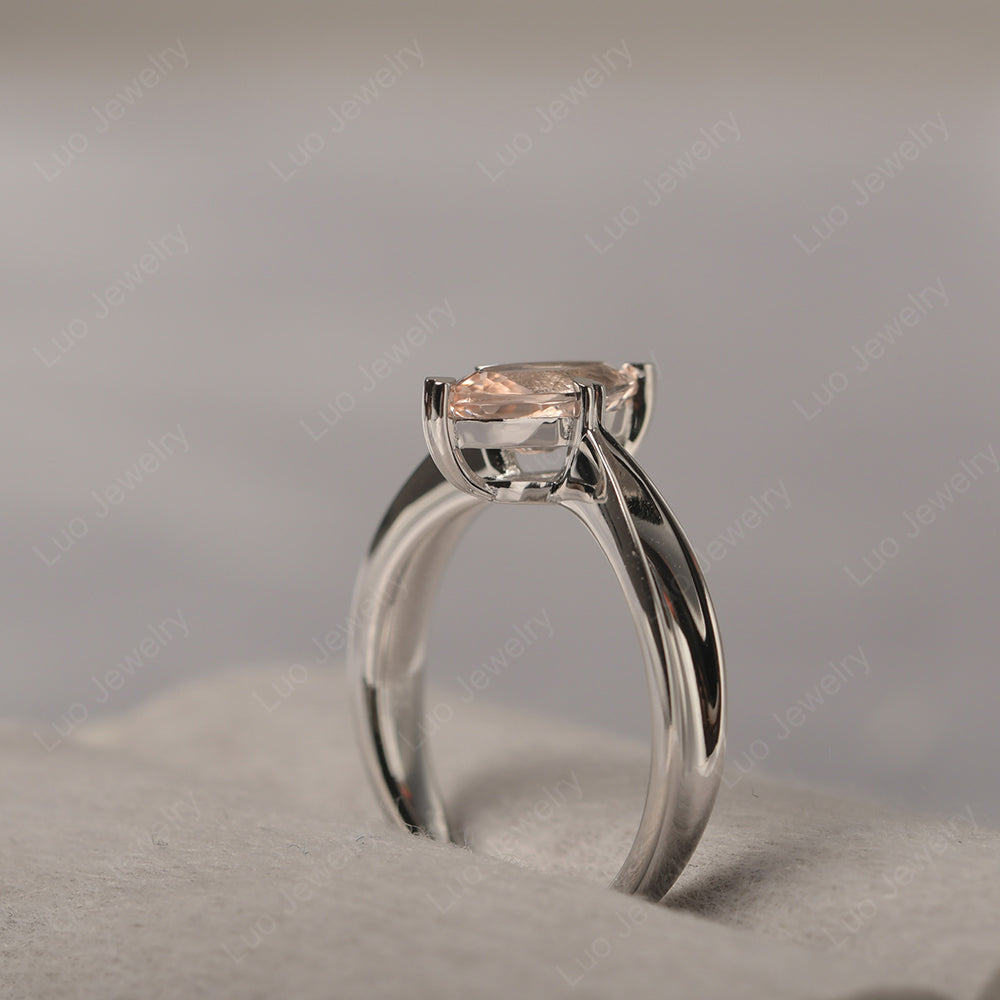 Morganite Wedding Ring Marquise Solitaire Ring - LUO Jewelry