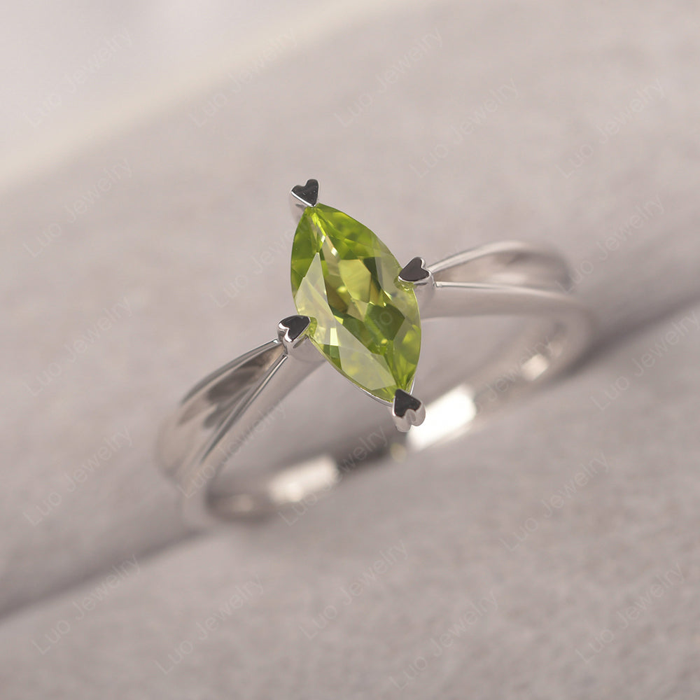 Peridot Wedding Ring Marquise Solitaire Ring - LUO Jewelry