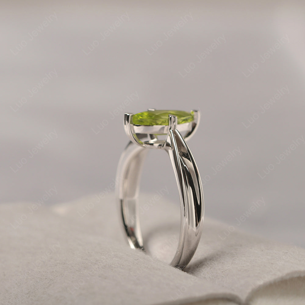 Peridot Wedding Ring Marquise Solitaire Ring - LUO Jewelry