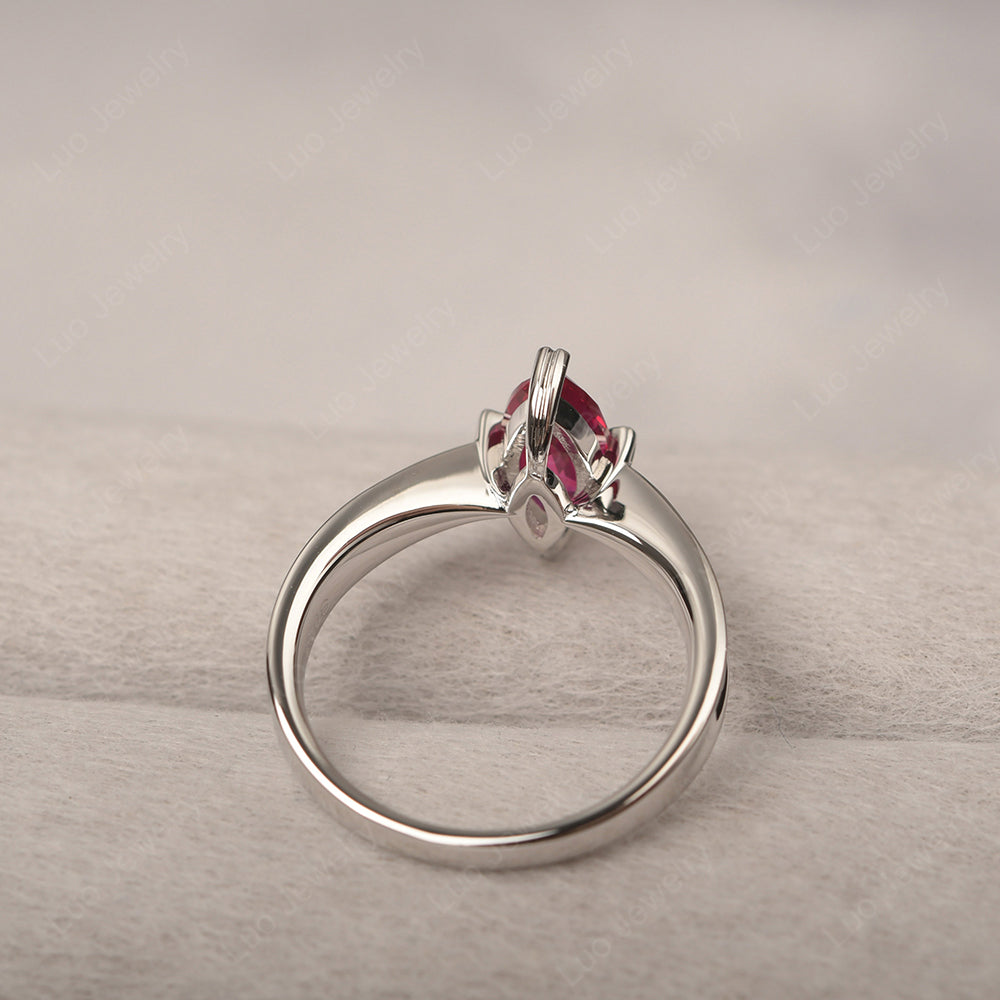 Ruby Wedding Ring Marquise Solitaire Ring - LUO Jewelry