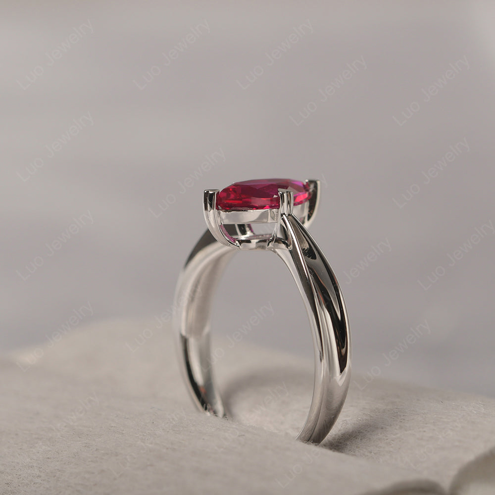 Ruby Wedding Ring Marquise Solitaire Ring - LUO Jewelry