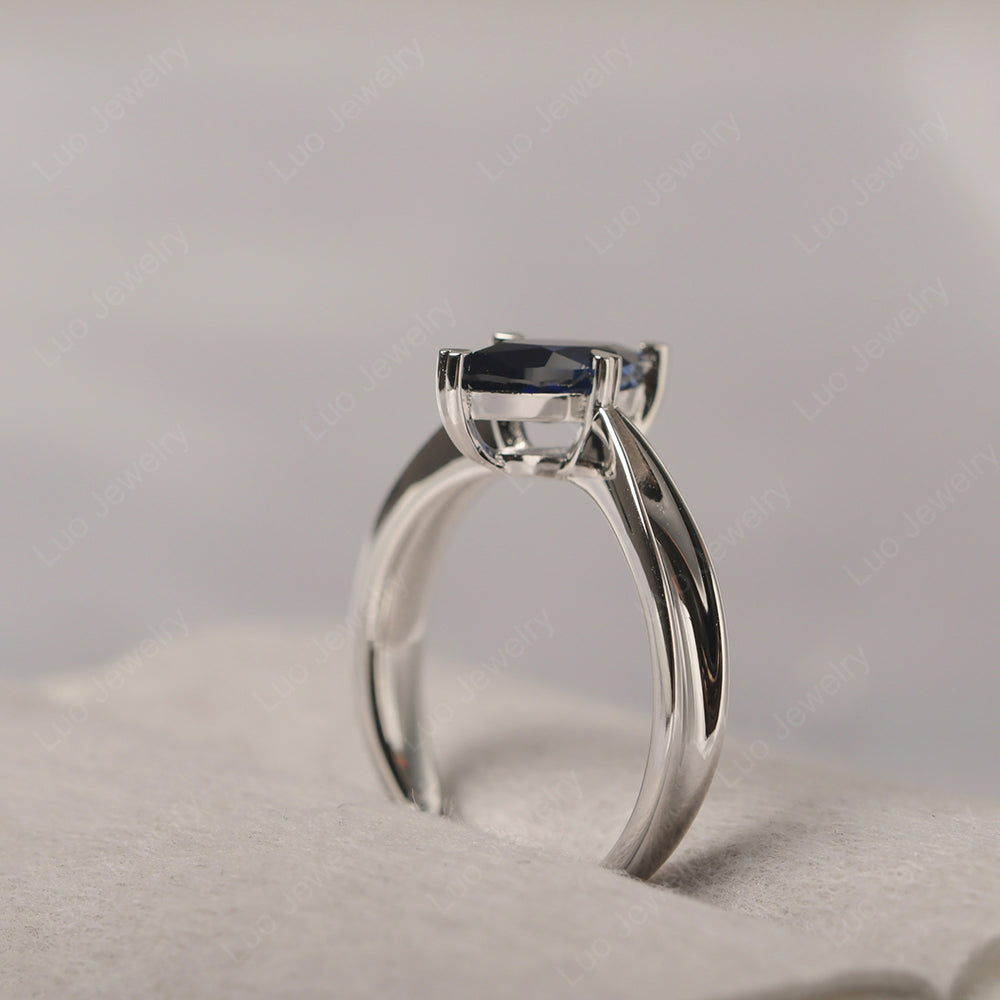 Lab Sapphire Wedding Ring Marquise Solitaire Ring - LUO Jewelry