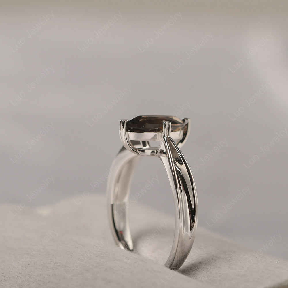 Smoky Quartz  Wedding Ring Marquise Solitaire Ring - LUO Jewelry