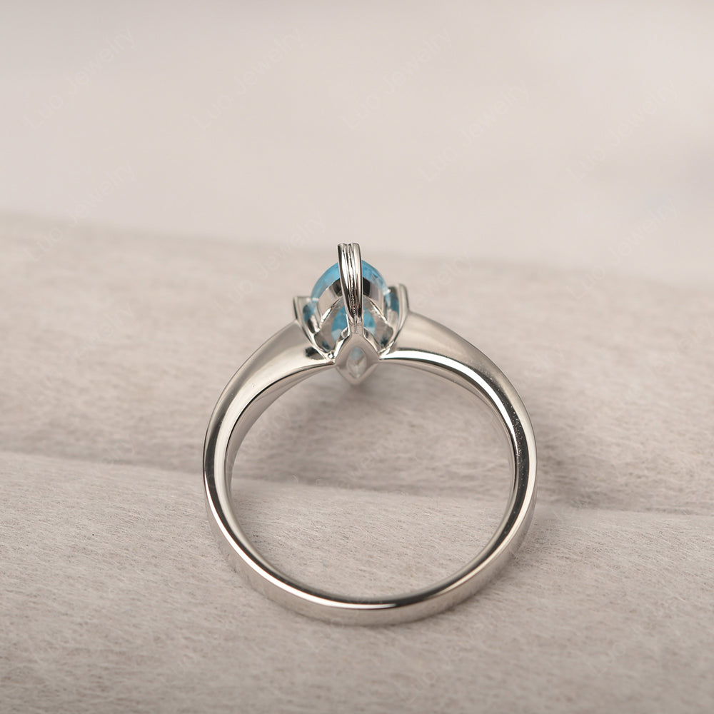 Swiss Blue Topaz Wedding Ring Marquise Solitaire Ring - LUO Jewelry
