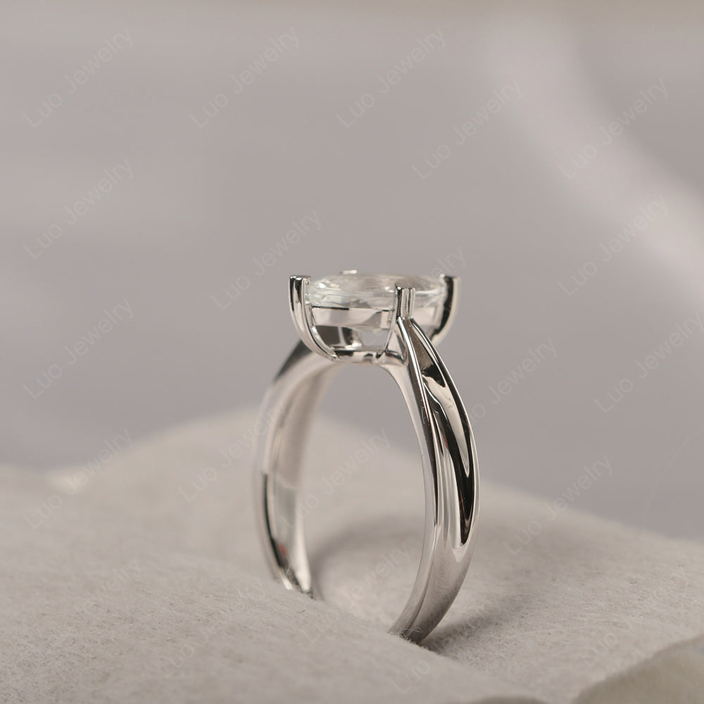 White Topaz Wedding Ring Marquise Solitaire Ring - LUO Jewelry