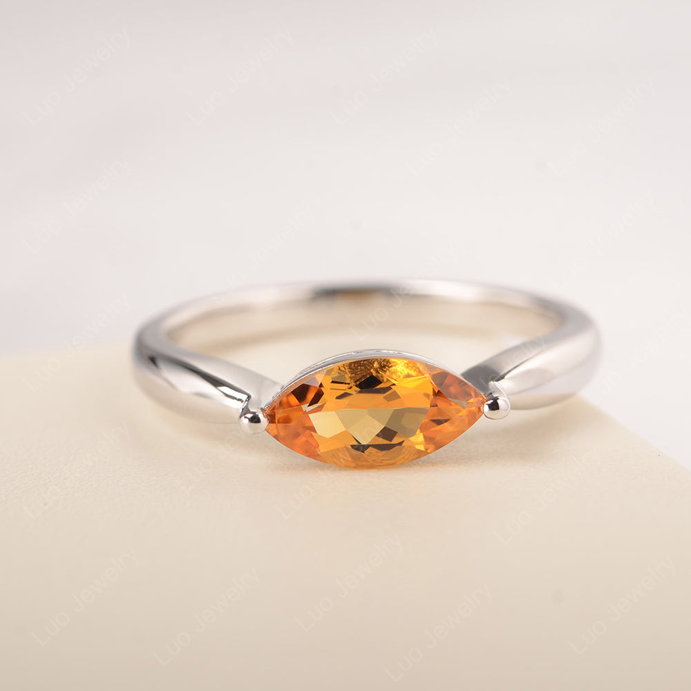 East West Marquise Cut Citrine Solitaire Ring - LUO Jewelry