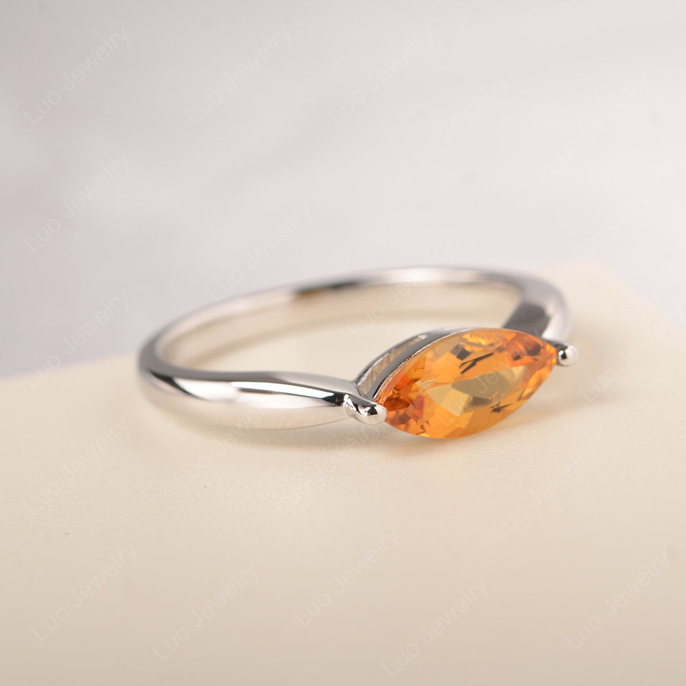 East West Marquise Cut Citrine Solitaire Ring - LUO Jewelry