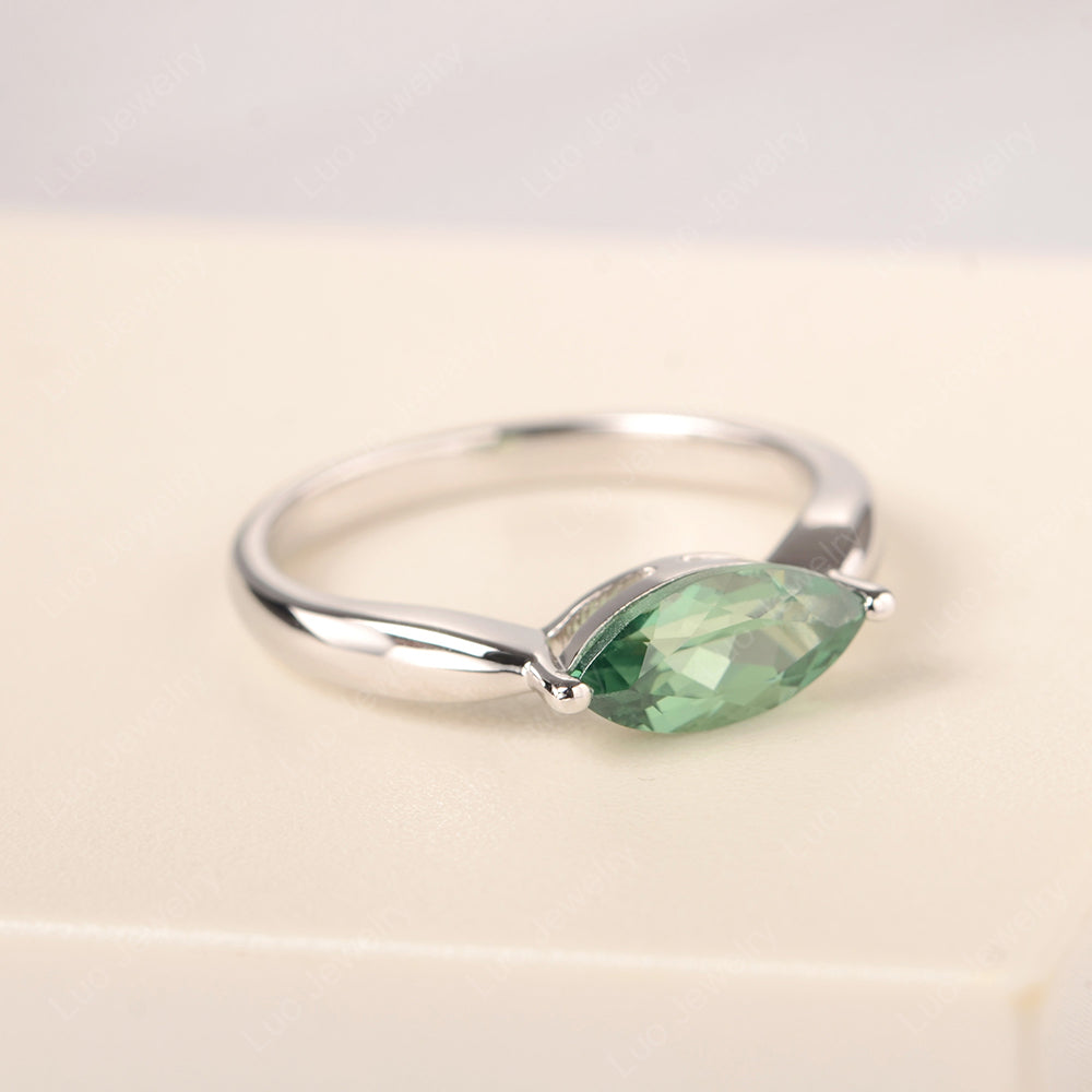 East West Marquise Cut Green Sapphire Solitaire Ring - LUO Jewelry