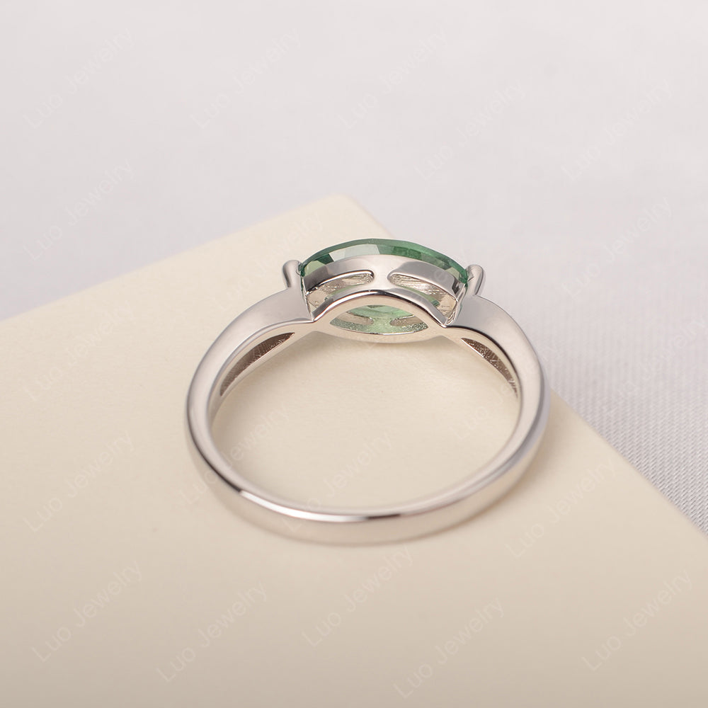 East West Marquise Cut Green Sapphire Solitaire Ring - LUO Jewelry