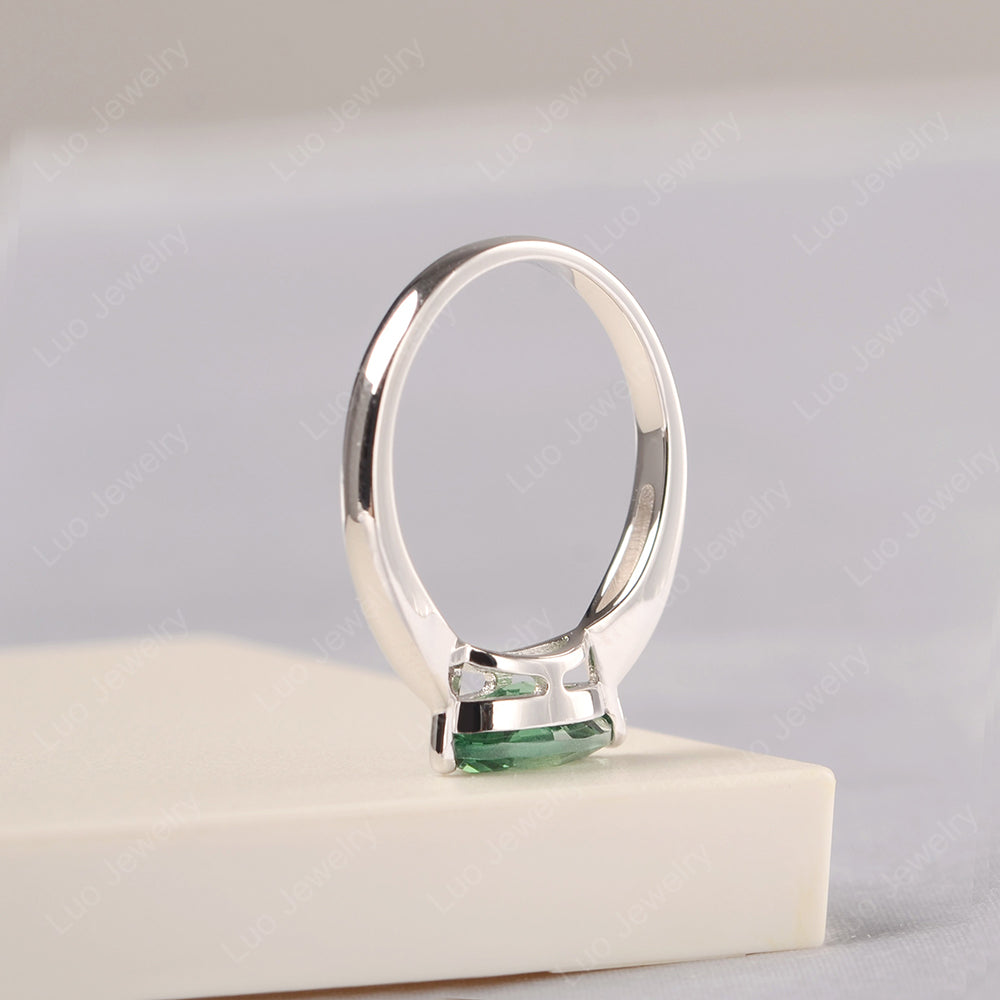 East West Marquise Cut Green Sapphire Solitaire Ring - LUO Jewelry