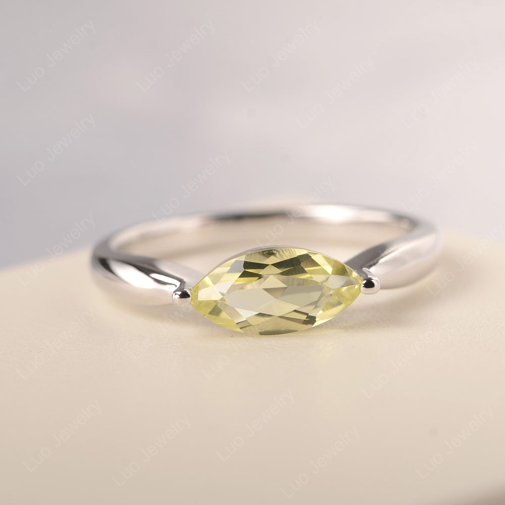 East West Marquise Cut Lemon Quartz Solitaire Ring - LUO Jewelry