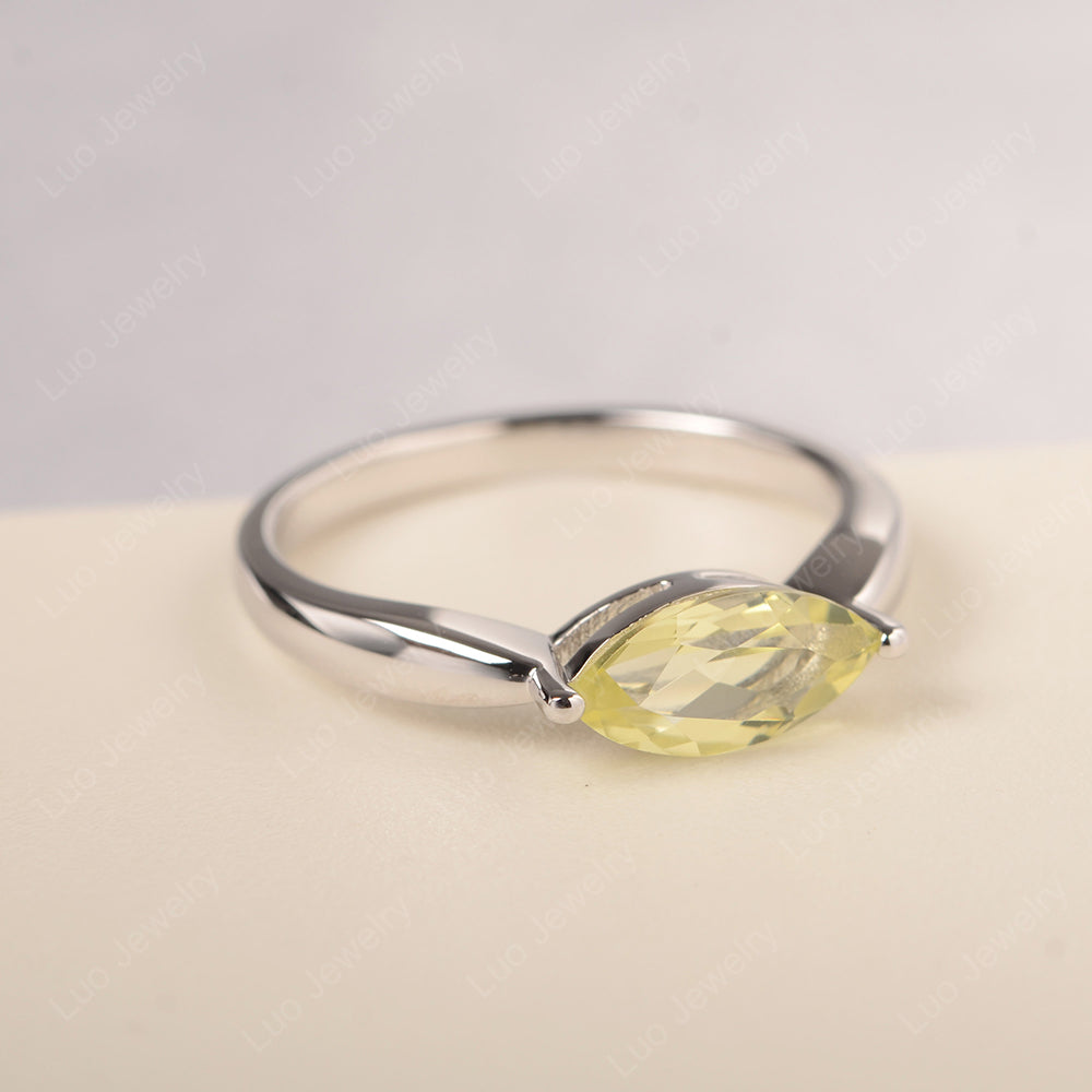 East West Marquise Cut Lemon Quartz Solitaire Ring - LUO Jewelry