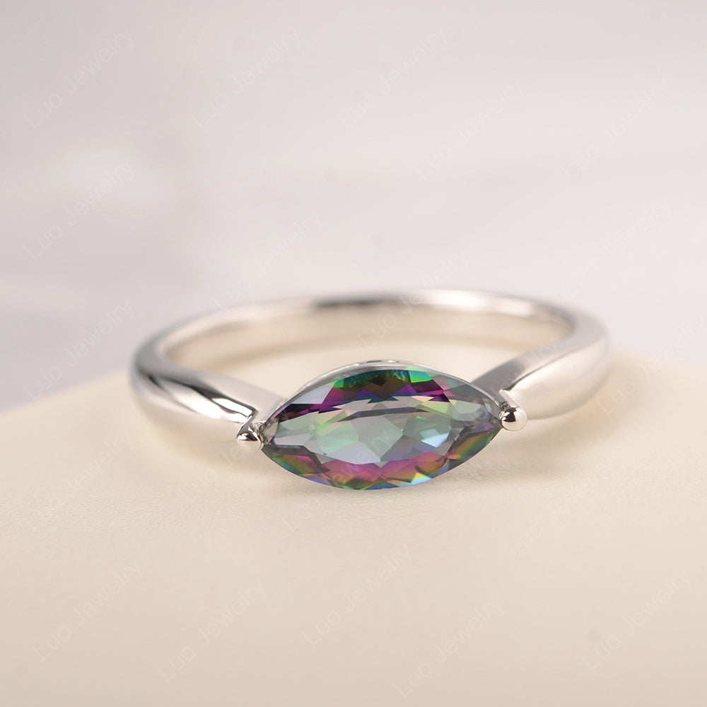 East West Marquise Cut Mystic Topaz Solitaire Ring - LUO Jewelry