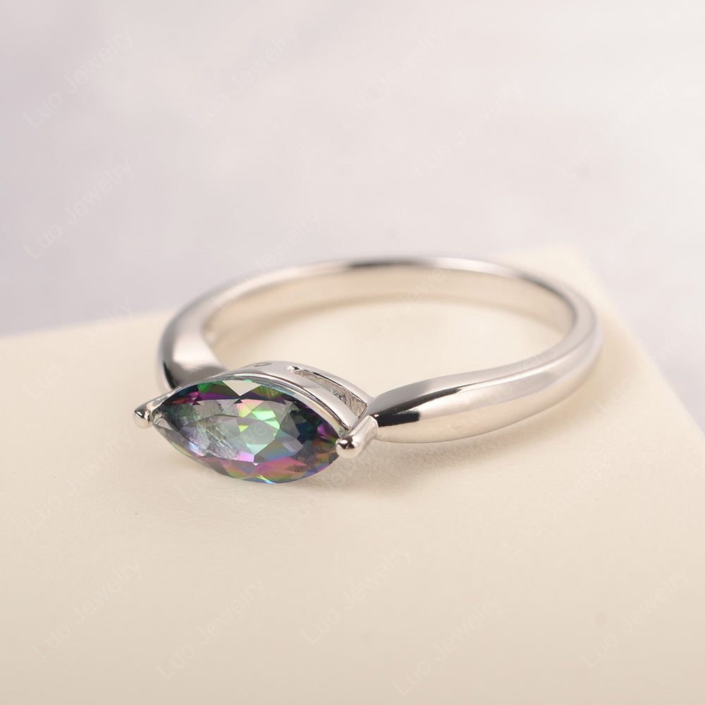 East West Marquise Cut Mystic Topaz Solitaire Ring - LUO Jewelry