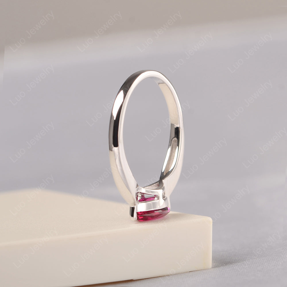 East West Marquise Cut Ruby Solitaire Ring - LUO Jewelry