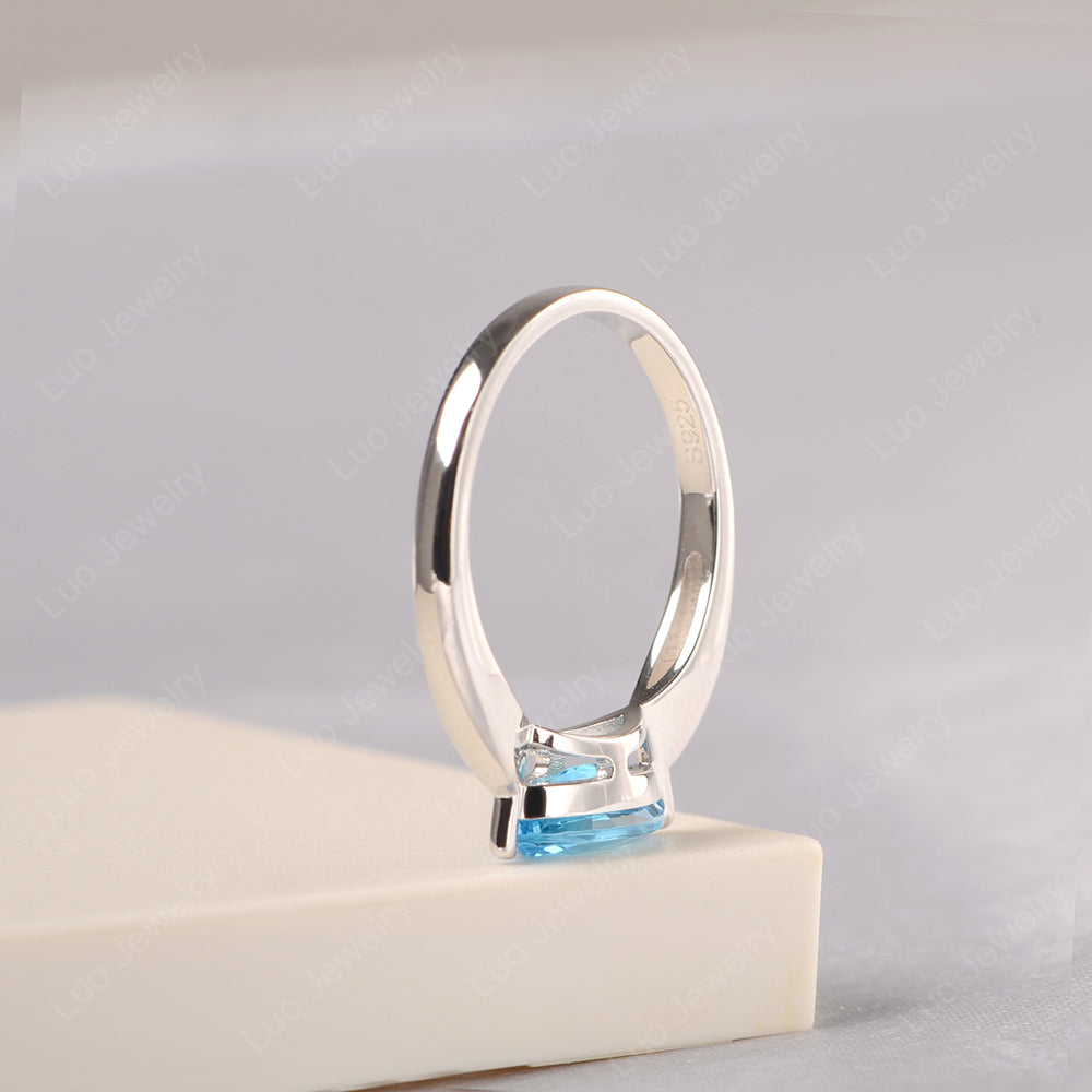 East West Marquise Cut Swiss Blue Topaz Solitaire Ring - LUO Jewelry