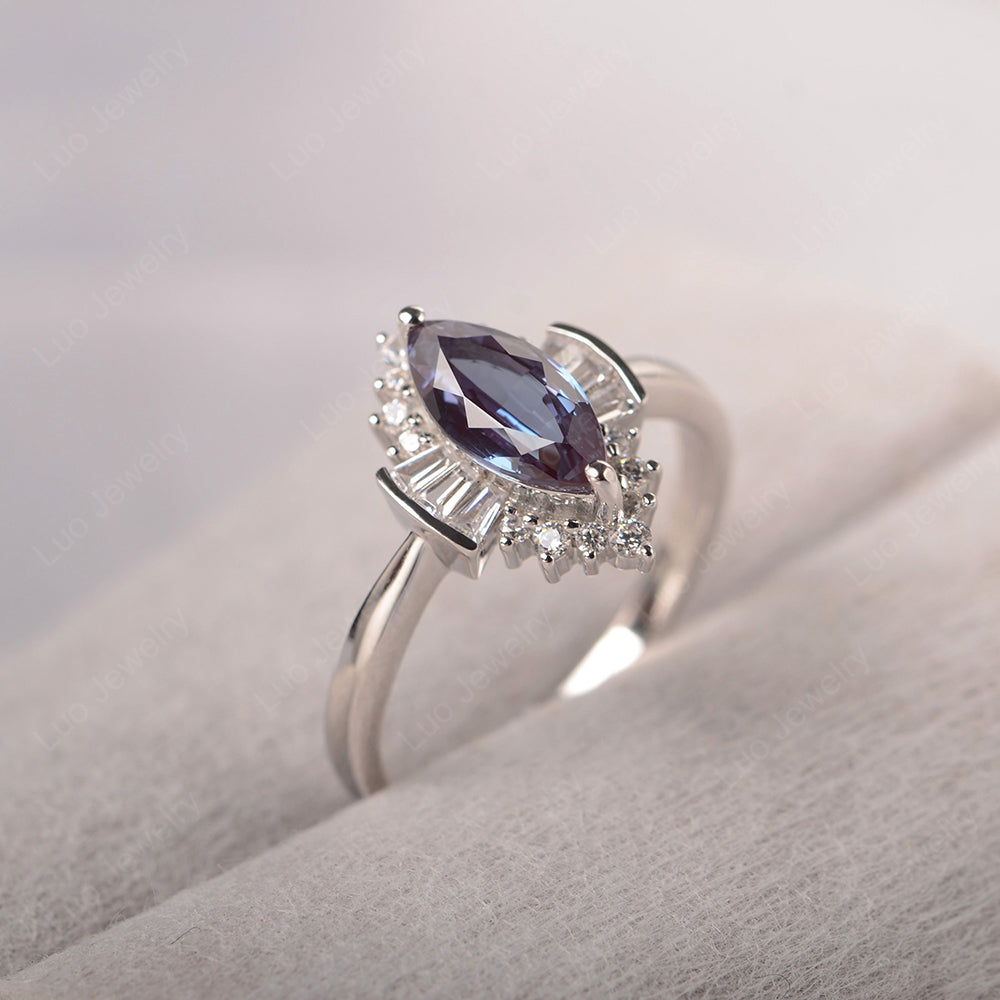 Marquise Alexandrite Engagement Ring White Gold - LUO Jewelry