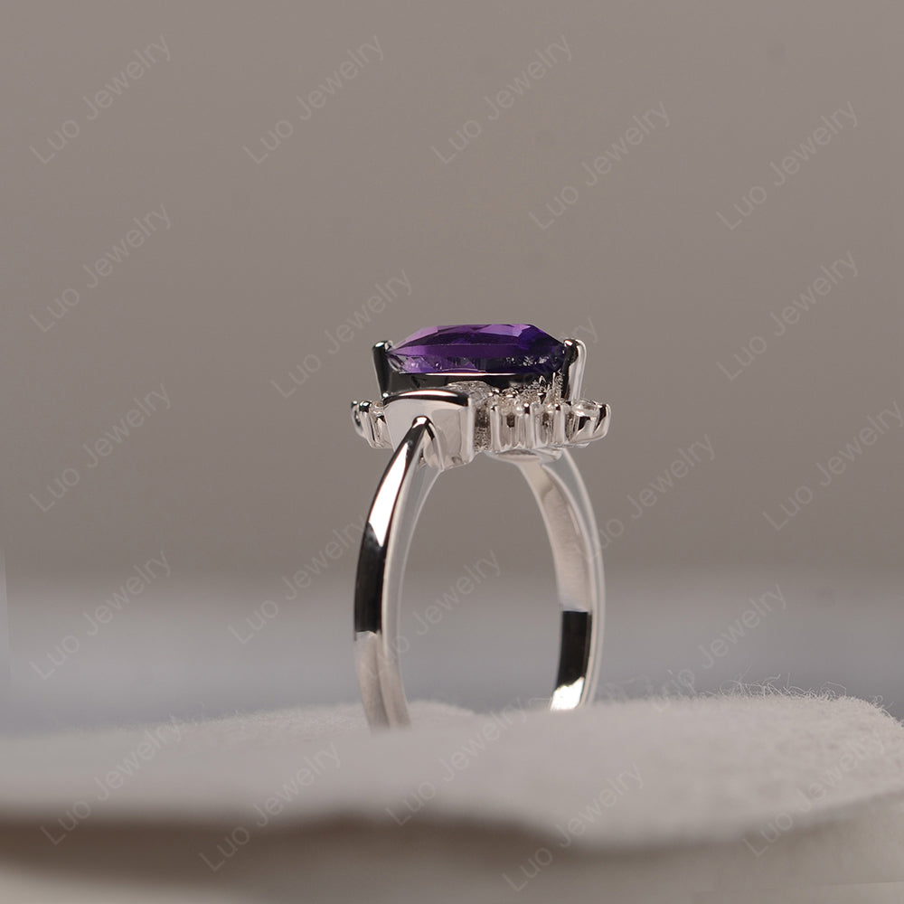 Marquise Amethyst Engagement Ring White Gold - LUO Jewelry