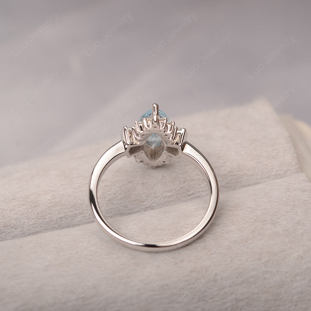 Marquise Aquamarine Engagement Ring White Gold - LUO Jewelry