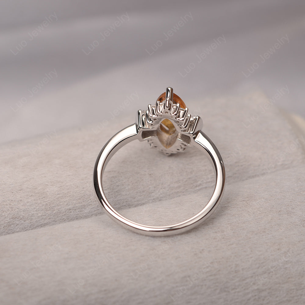 Marquise Citrine Engagement Ring White Gold - LUO Jewelry