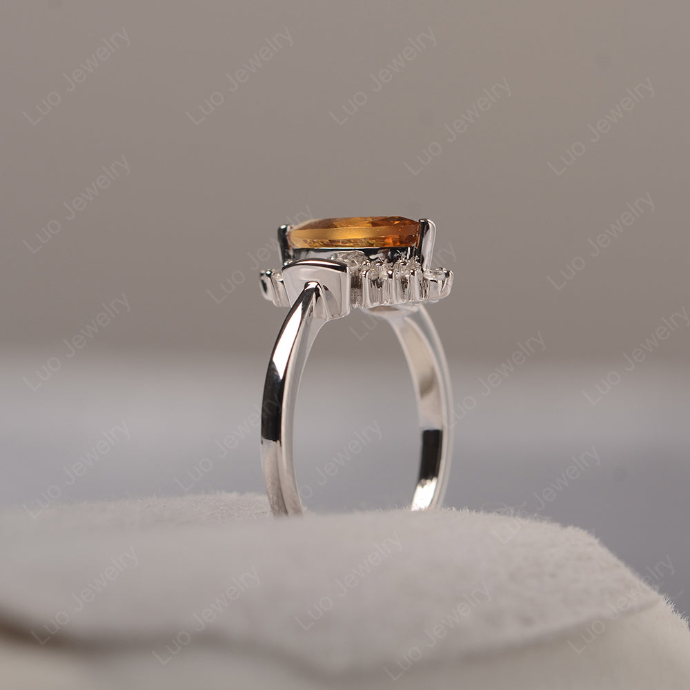 Marquise Citrine Engagement Ring White Gold - LUO Jewelry