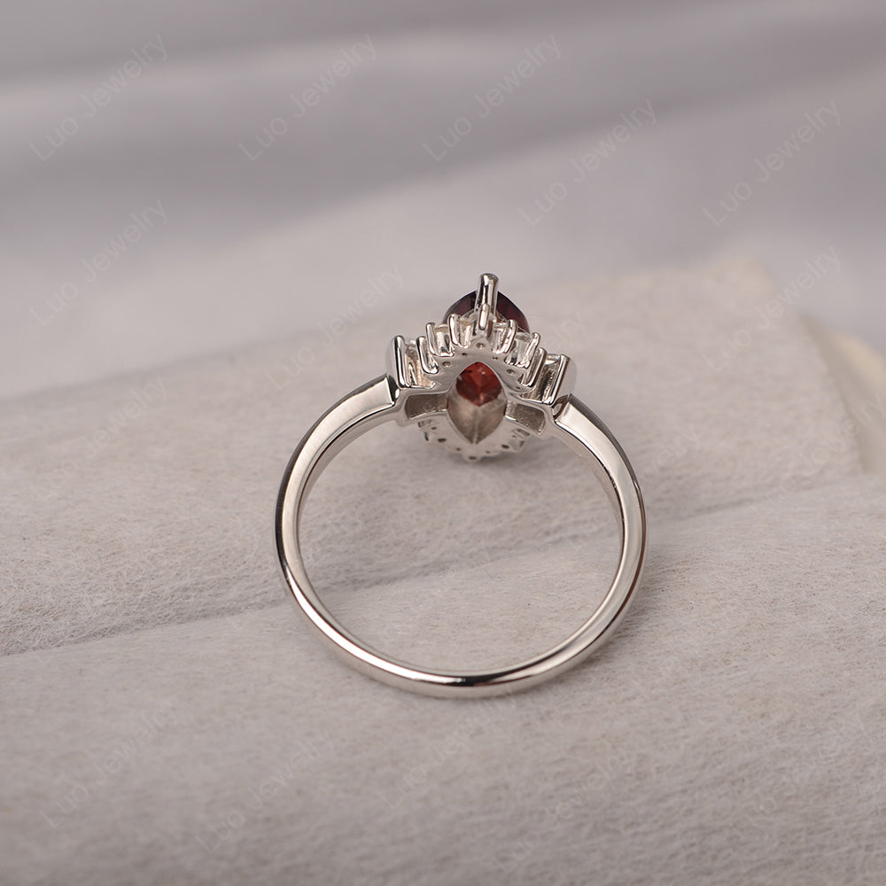 Marquise Garnet Engagement Ring White Gold - LUO Jewelry