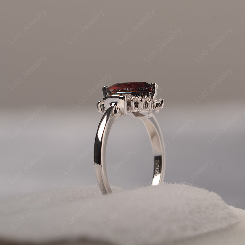 Marquise Garnet Engagement Ring White Gold - LUO Jewelry