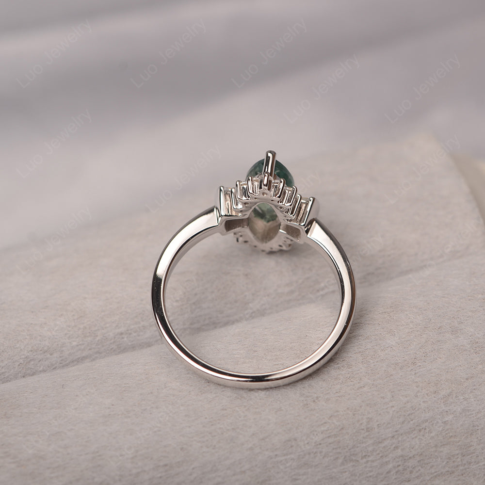 Marquise Green Sapphire Engagement Ring White Gold - LUO Jewelry