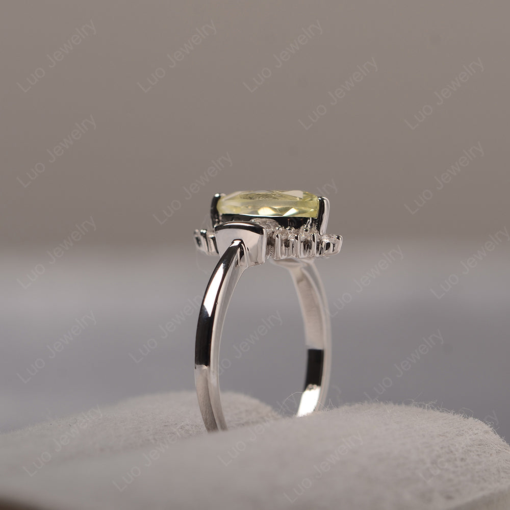 Marquise Lemon Quartz Engagement Ring White Gold - LUO Jewelry
