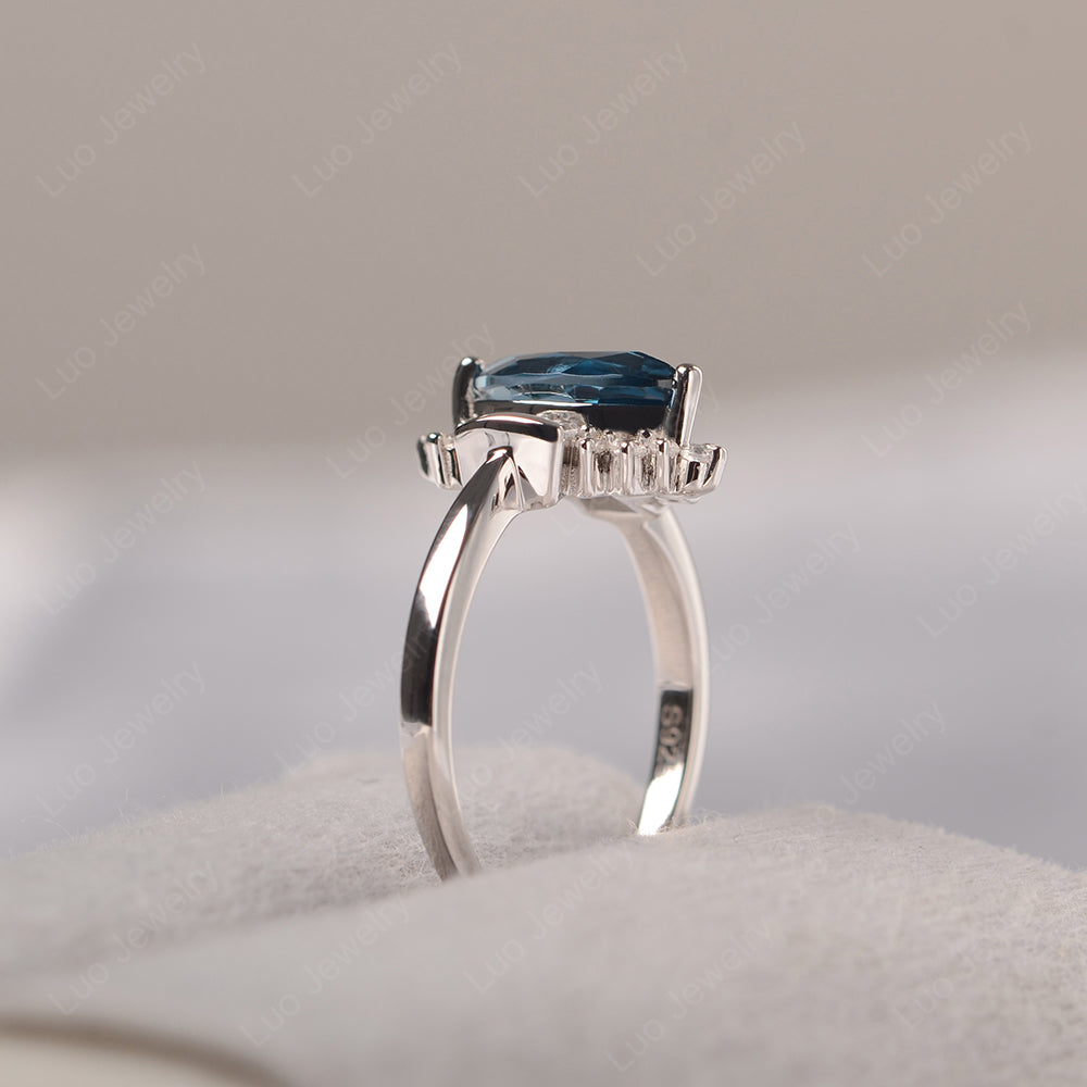 Marquise London Blue Topaz Engagement Ring White Gold - LUO Jewelry