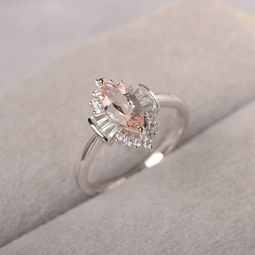 Marquise Morganite Engagement Ring White Gold - LUO Jewelry