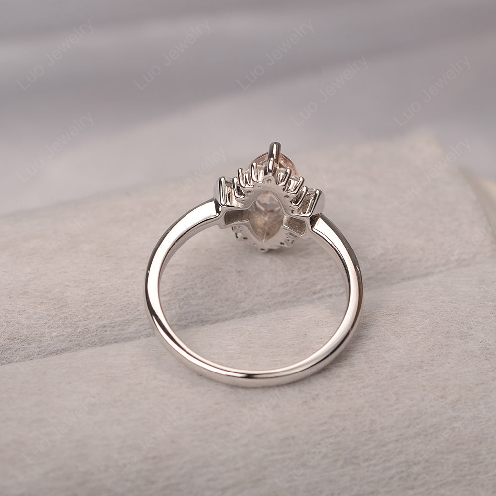 Marquise Morganite Engagement Ring White Gold - LUO Jewelry