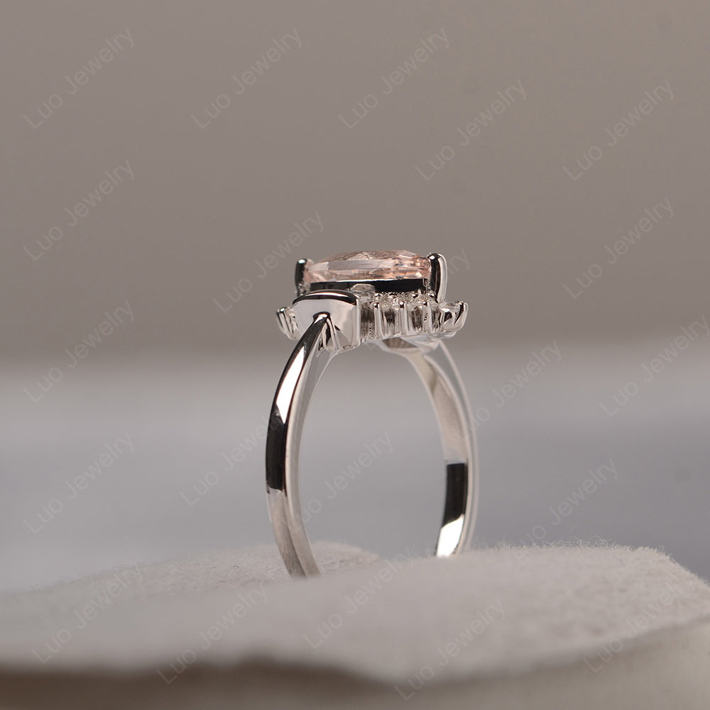 Marquise Morganite Engagement Ring White Gold - LUO Jewelry