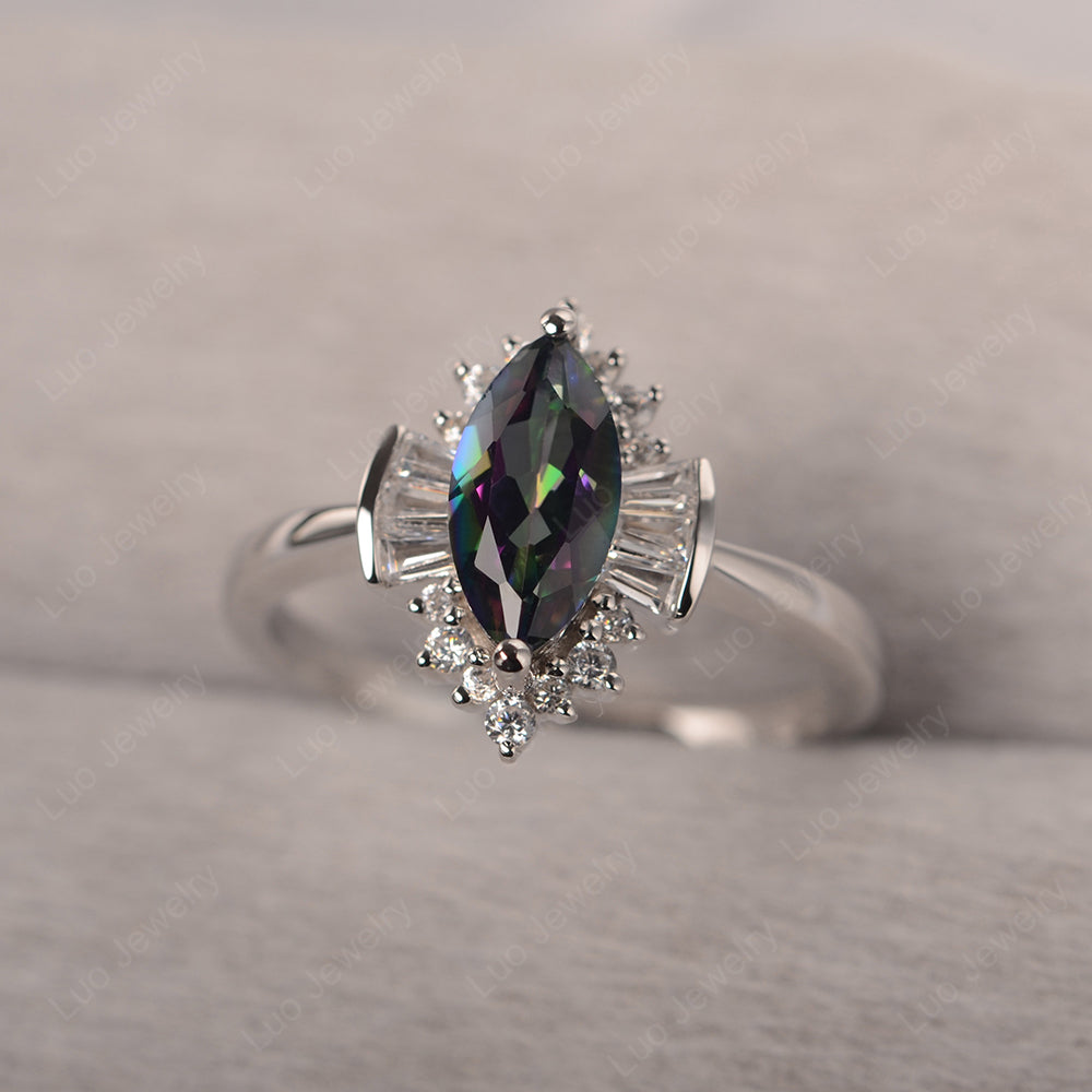 Marquise Mystic Topaz Engagement Ring White Gold - LUO Jewelry
