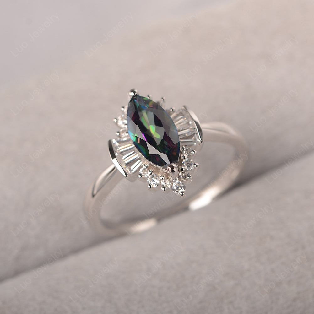 Marquise Mystic Topaz Engagement Ring White Gold - LUO Jewelry