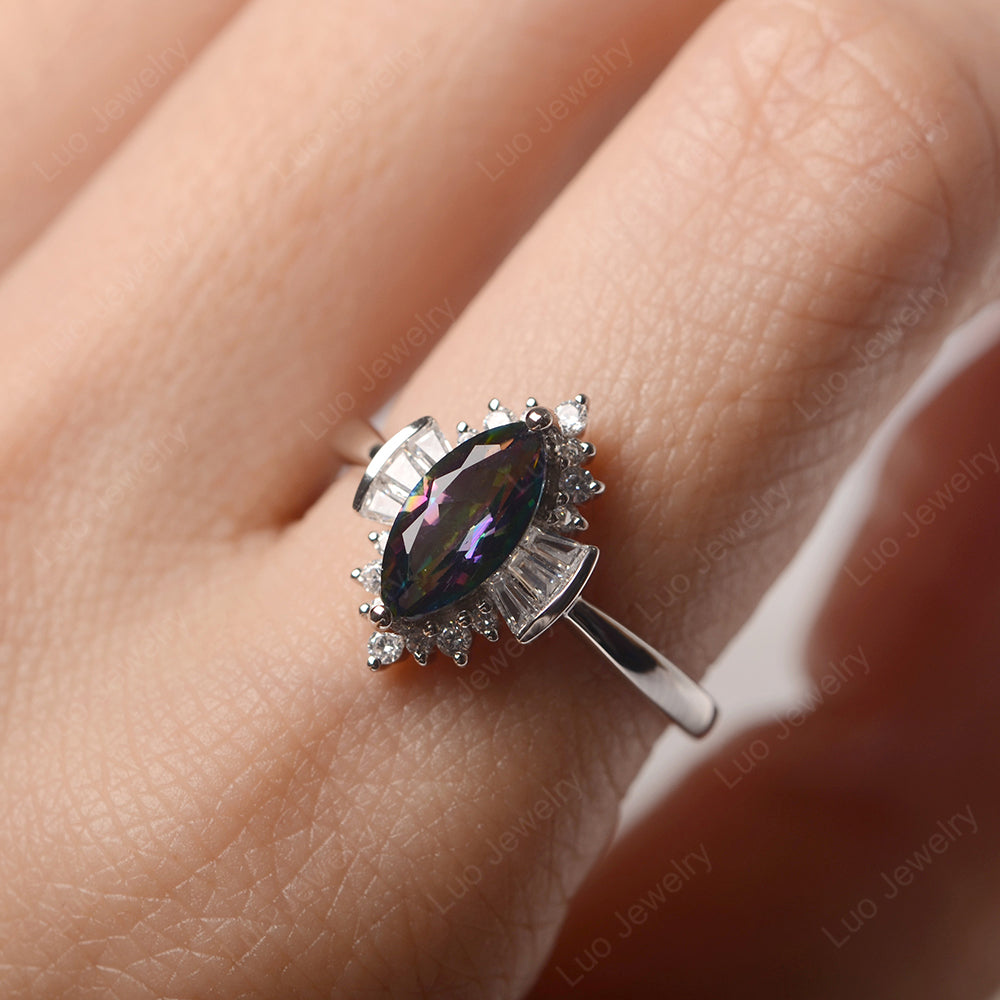 Marquise Mystic Topaz Engagement Ring White Gold - LUO Jewelry