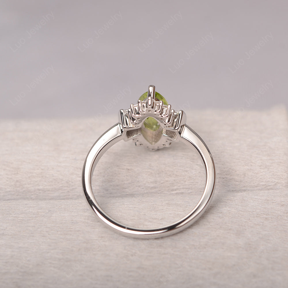Marquise Peridot Engagement Ring White Gold - LUO Jewelry