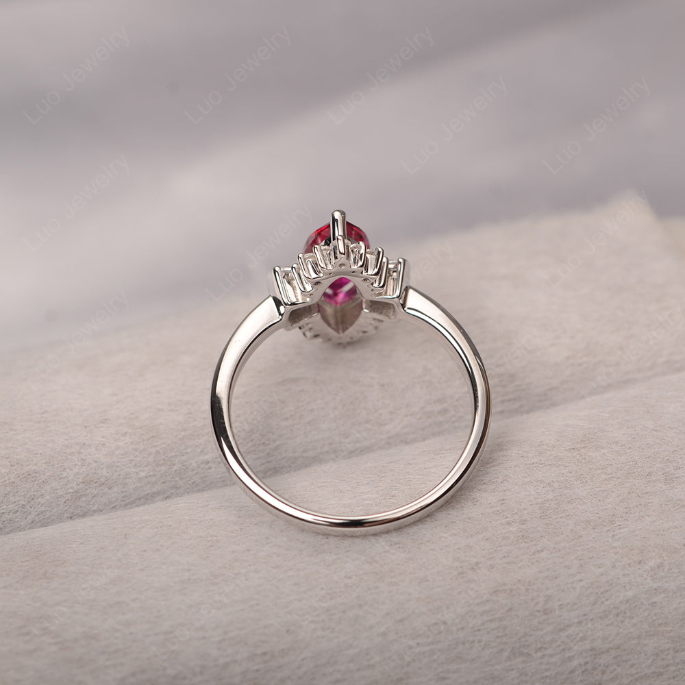 Marquise Ruby Engagement Ring White Gold - LUO Jewelry