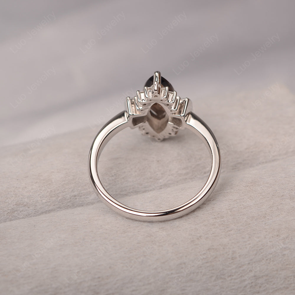 Marquise Smoky Quartz  Engagement Ring White Gold - LUO Jewelry