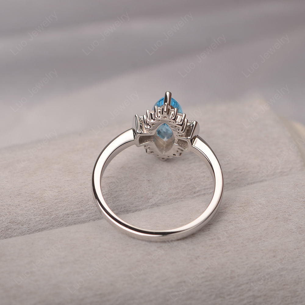 Marquise Swiss Blue Topaz Engagement Ring White Gold - LUO Jewelry