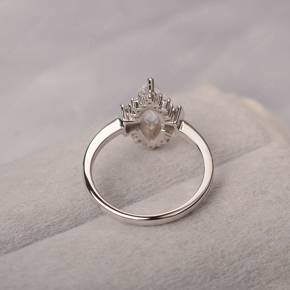 Marquise White Topaz Engagement Ring White Gold - LUO Jewelry