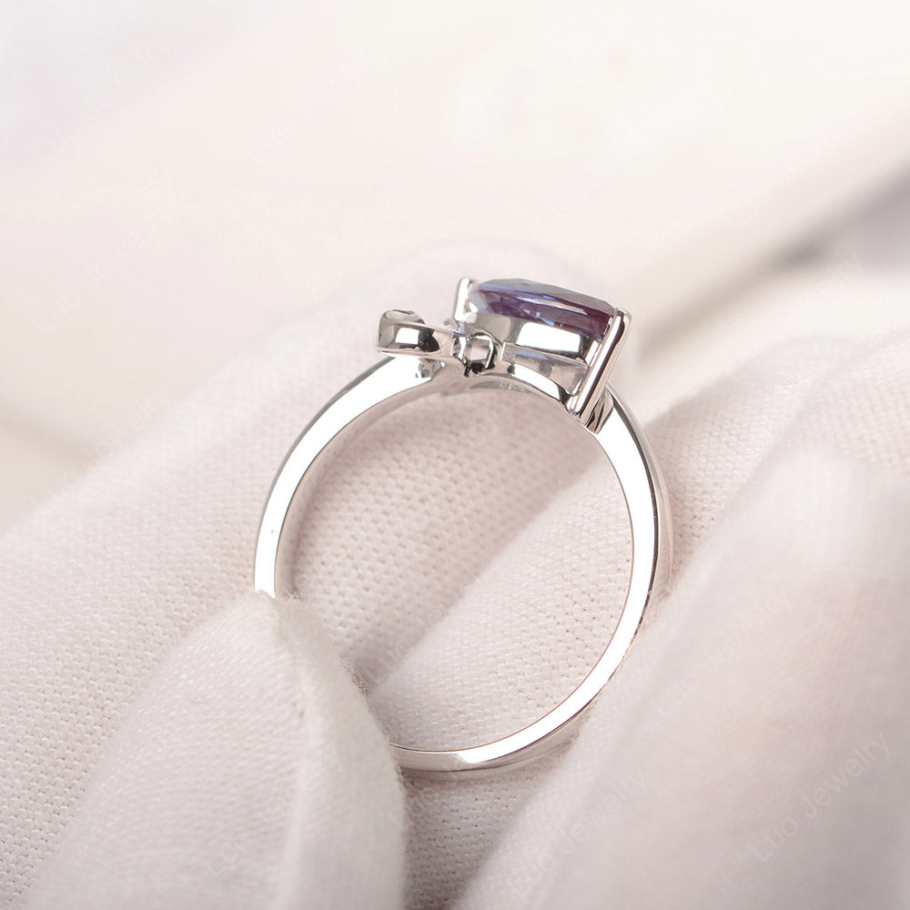 Alexandrite Ring Swan Engagement Ring - LUO Jewelry