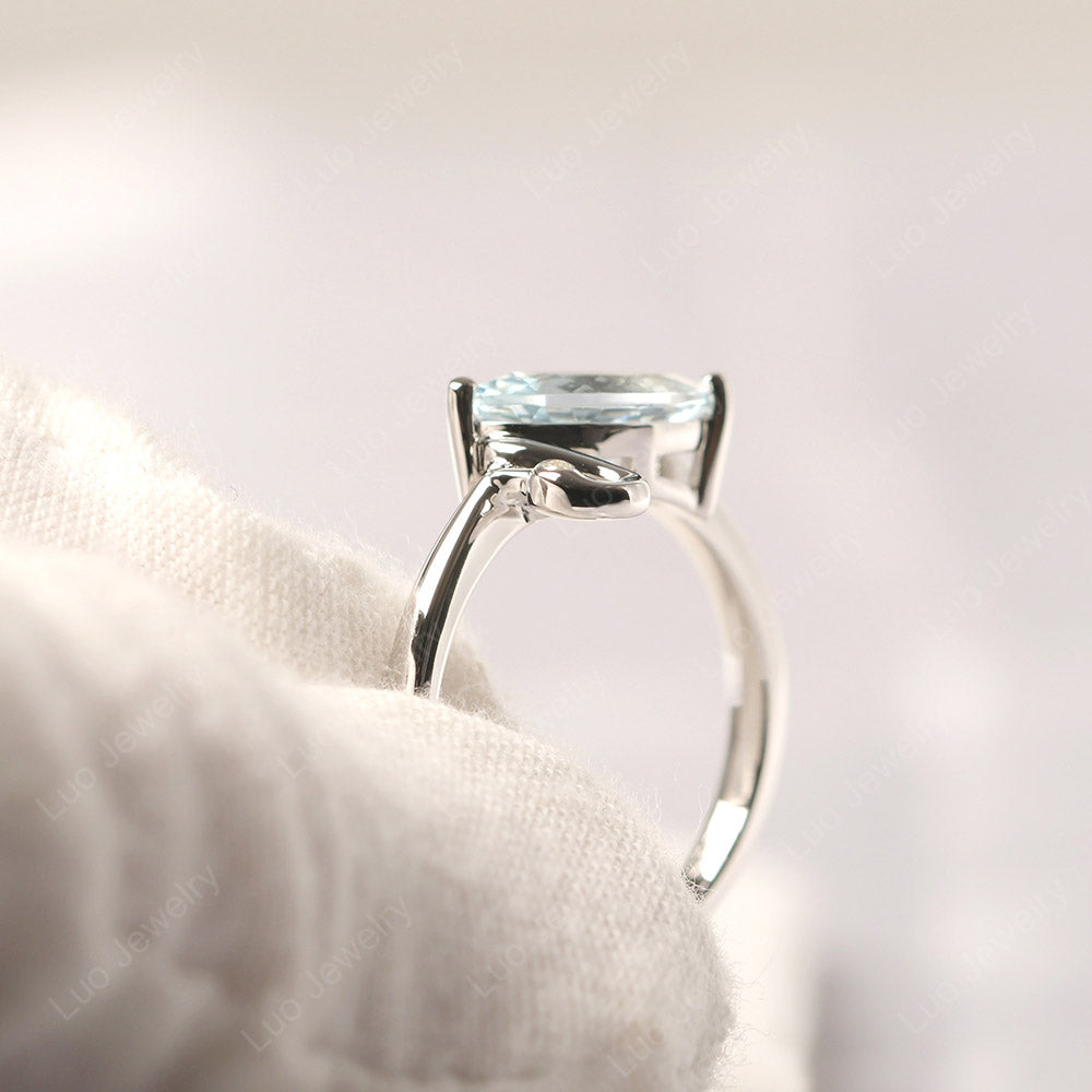Aquamarine Ring Swan Engagement Ring - LUO Jewelry