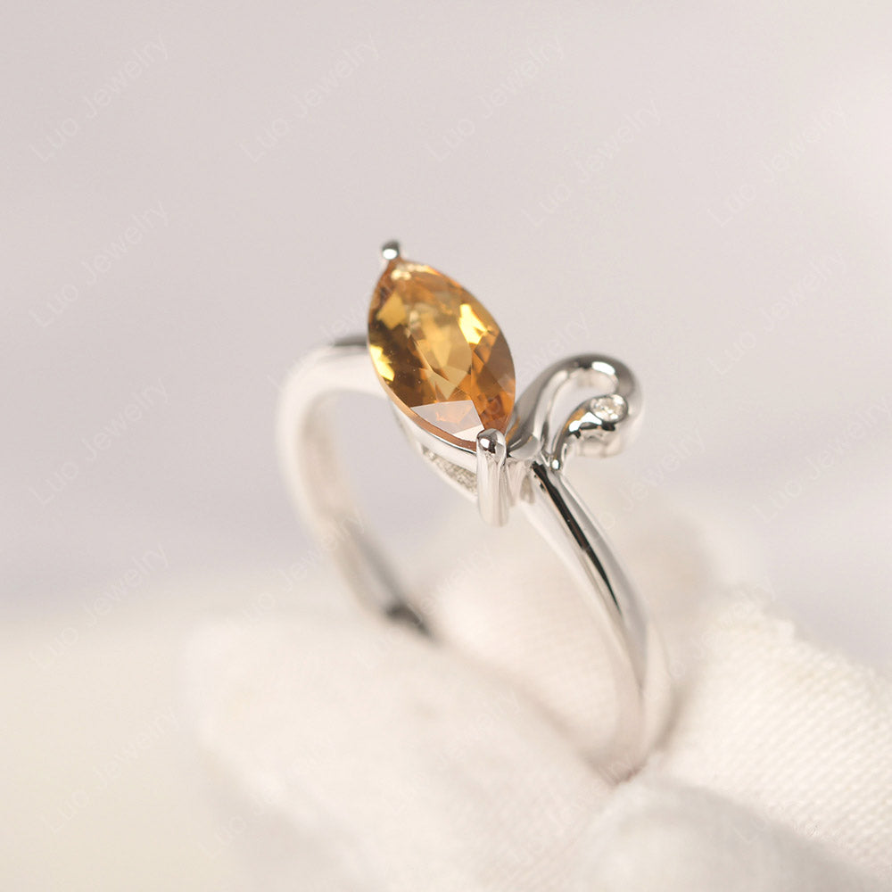 Citrine Ring Swan Engagement Ring - LUO Jewelry