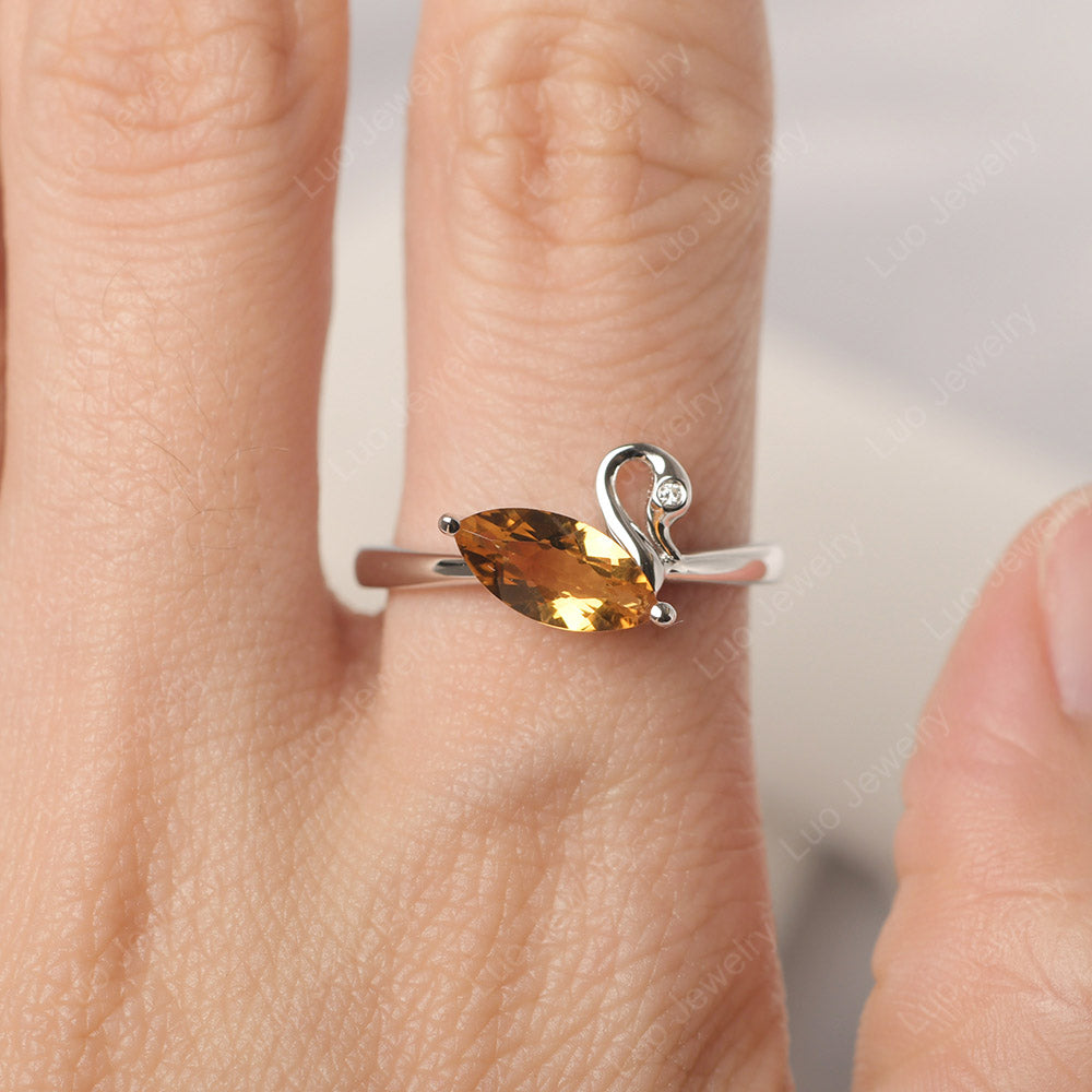 Citrine Ring Swan Engagement Ring - LUO Jewelry