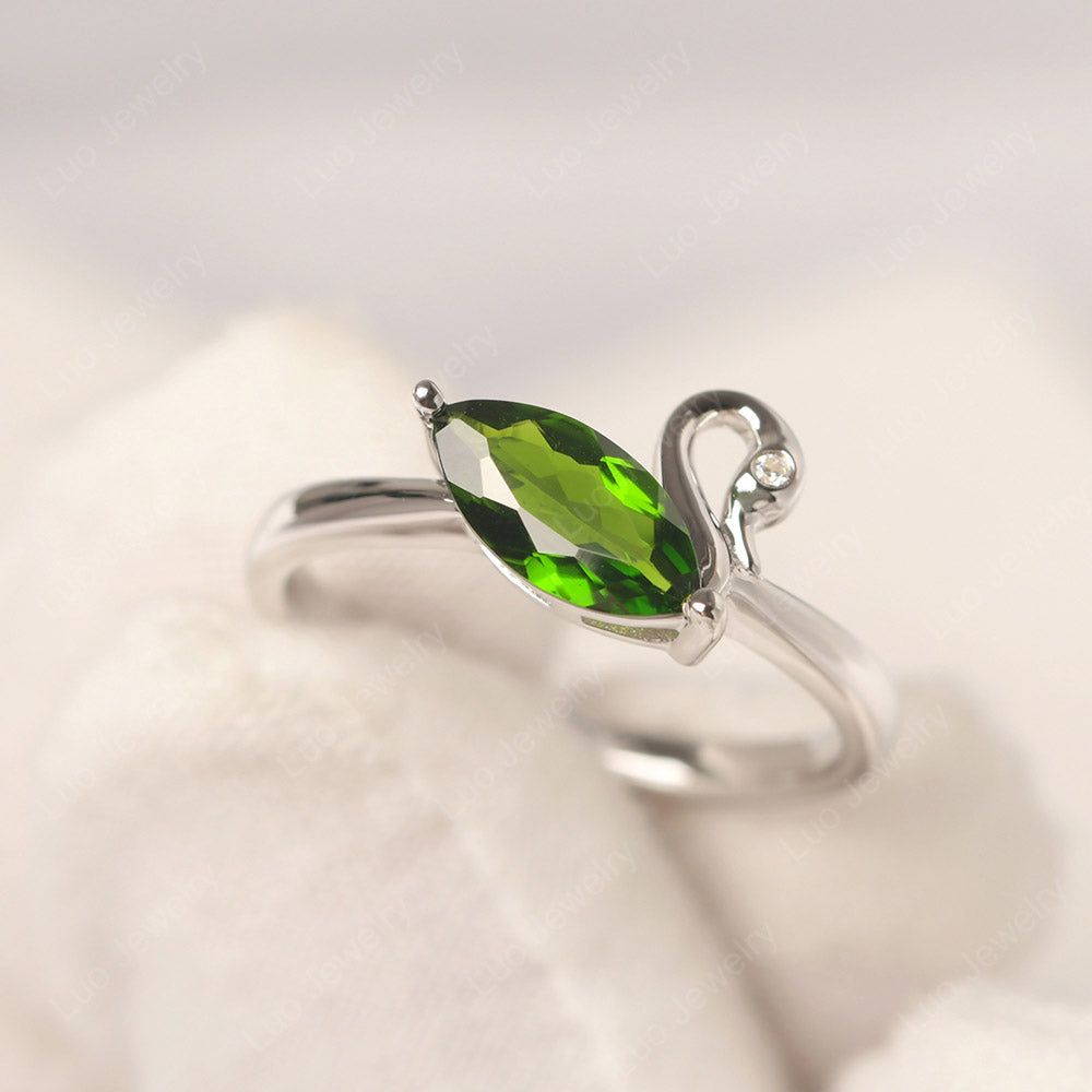 Diopside Ring Swan Engagement Ring - LUO Jewelry