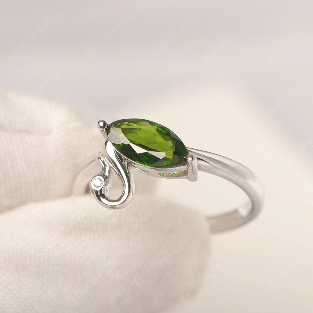 Diopside Ring Swan Engagement Ring - LUO Jewelry