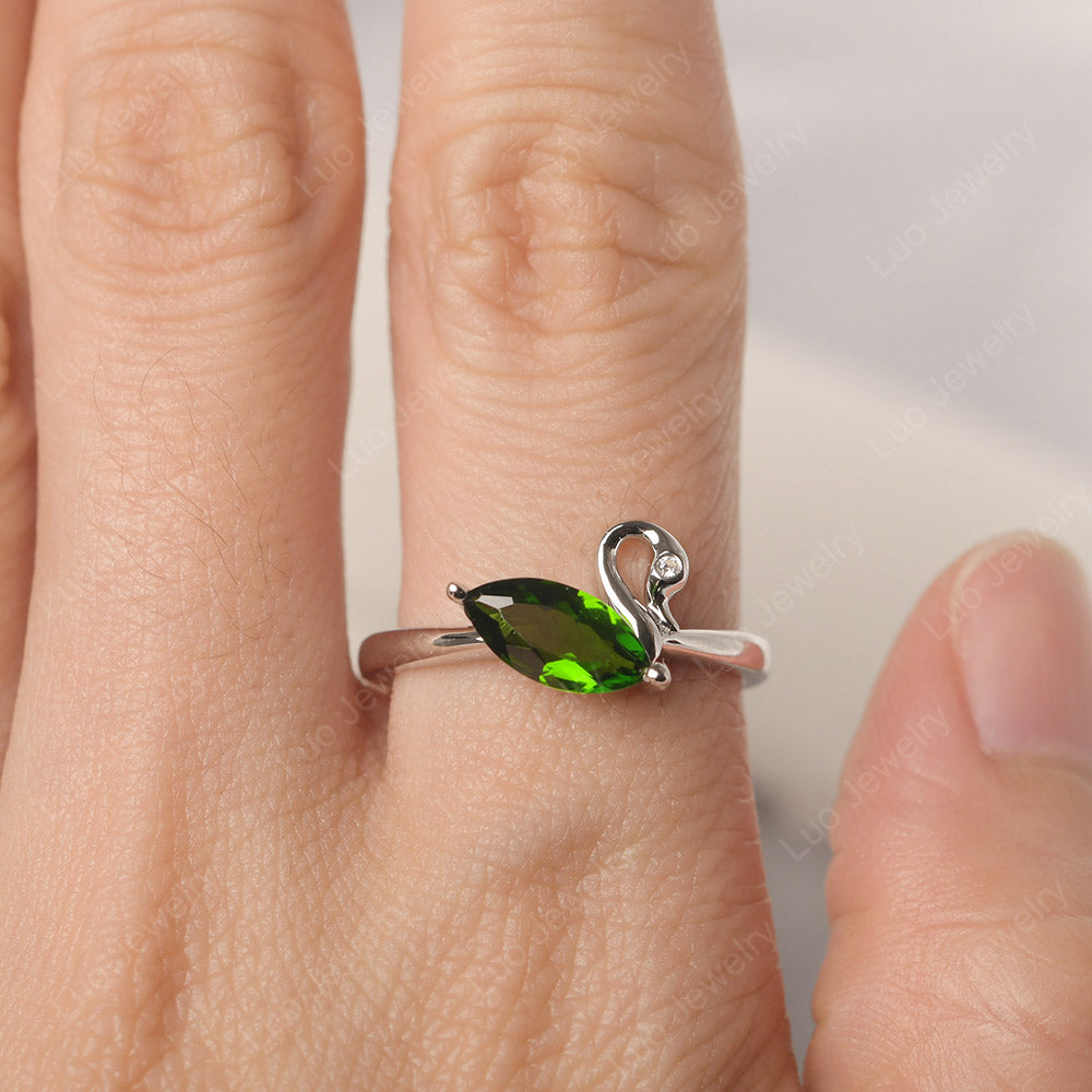 Diopside Ring Swan Engagement Ring - LUO Jewelry