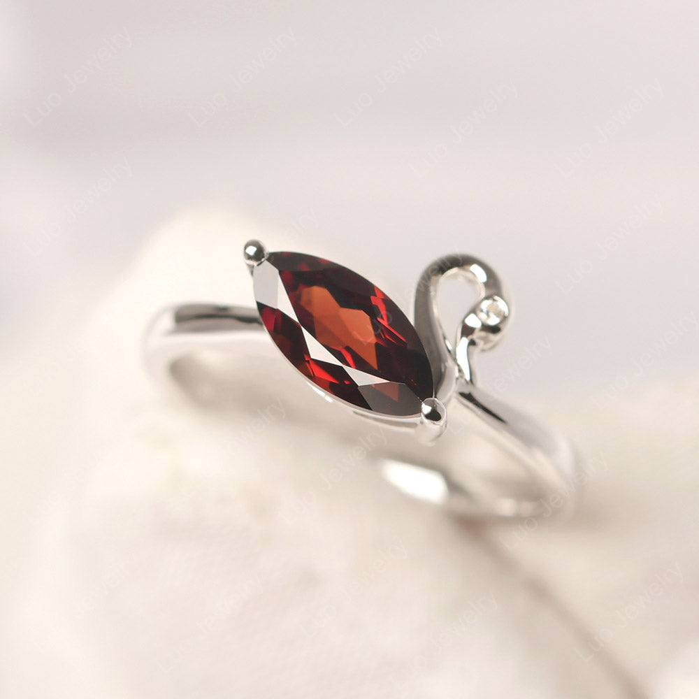 Garnet Ring Swan Engagement Ring - LUO Jewelry