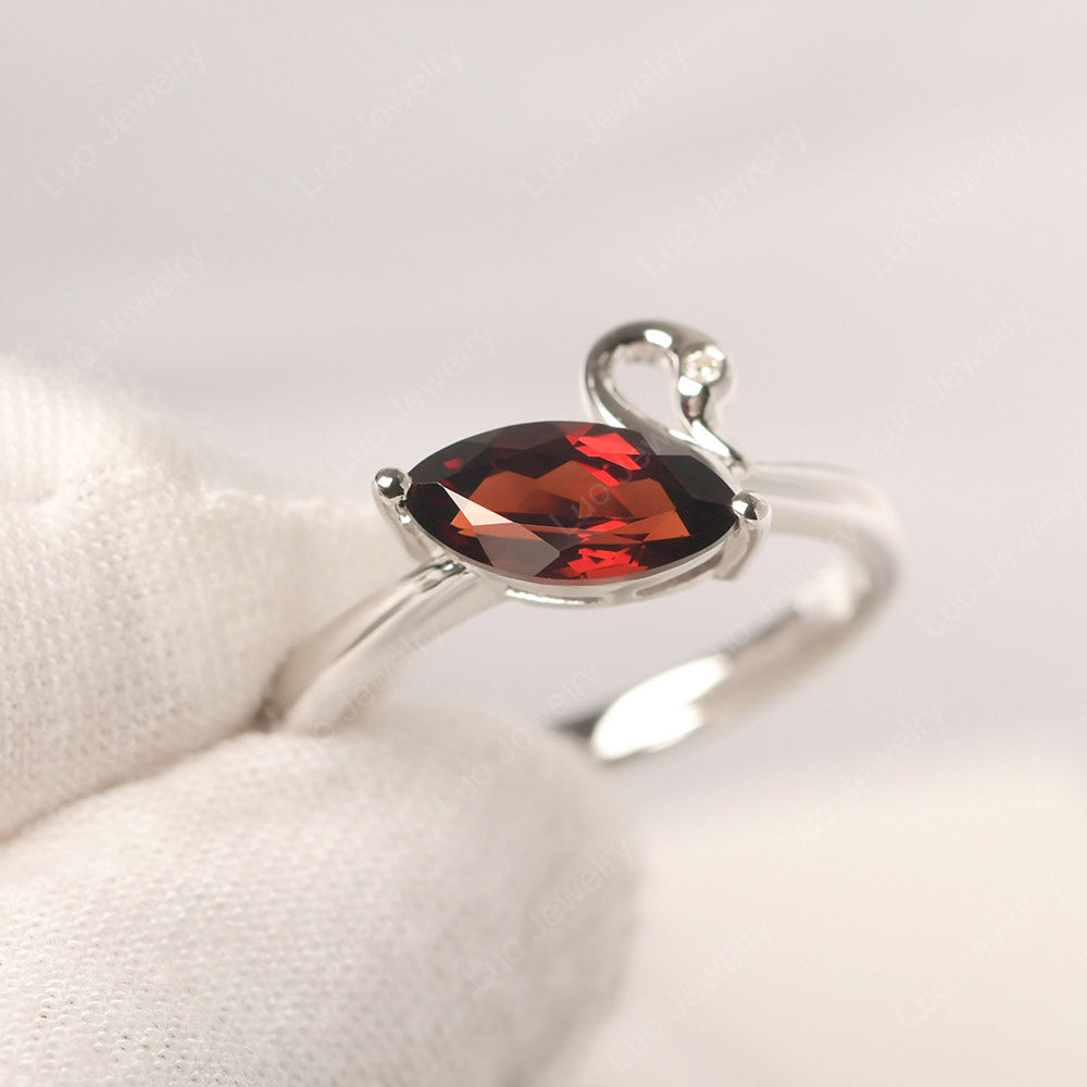 Garnet Ring Swan Engagement Ring - LUO Jewelry